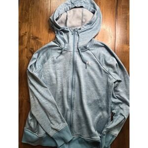 Under Armour ColdGear Womens Large Full Zip Hoodie Light Blue Space Dye Heather